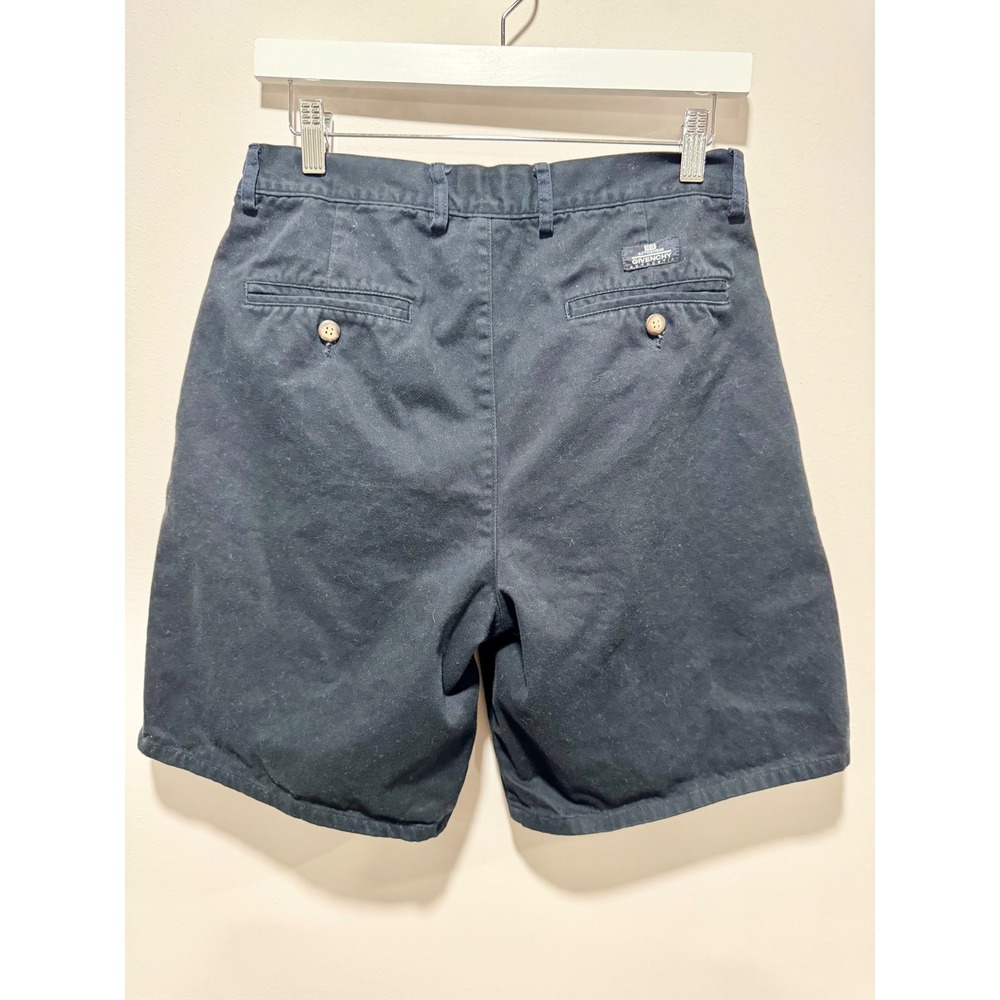 Givenchy Activewear Mens Black Cotton Pleated Chino Shorts Size 32/ 29 Vintage - Picture 2 of 4